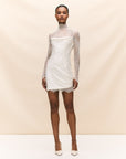 CROISSANT MINI DRESS IN IVORY SILK SATIN AND LACE