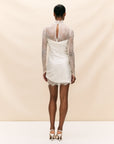 CROISSANT MINI DRESS IN IVORY SILK SATIN AND LACE