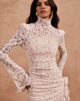 BODITA MINI DRESS IN WHITE COTTON LACE - De La Vali