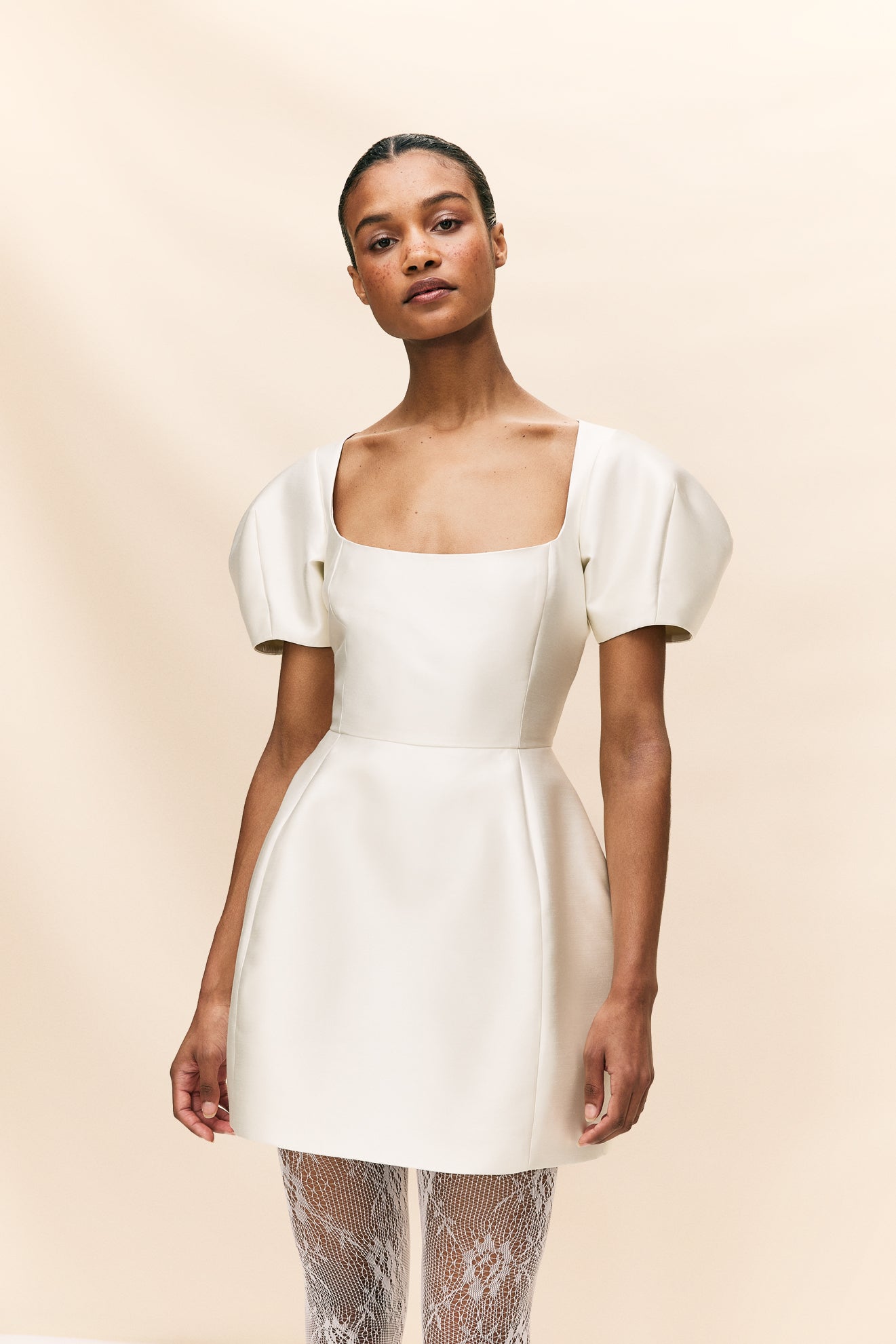 CANNOLI MINI DRESS IN IVORY TWILL DE LA VALI OFFICIAL CANNOLI MINI DRESS IN IVORY TWILL DE LA VALI OFFICIAL