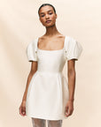 CANNOLI MINI DRESS IN IVORY TWILL
