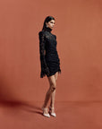 BODITA MINI DRESS IN BLACK COTTON LACE - De La Vali