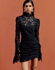 BODITA MINI DRESS IN BLACK COTTON LACE - De La Vali