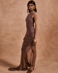 LUCHO MAXI DRESS IN ASH SILK CHIFFON