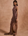 LUCHO MAXI DRESS IN ASH SILK CHIFFON