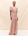 AGUA MAXI DRESS IN BLUSH CRINKLE CHIFFON