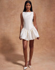 SENTIDO MINI DRESS IN IVORY TWILL