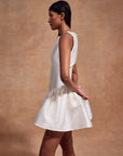 SENTIDO MINI DRESS IN IVORY TWILL