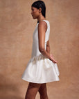 SENTIDO MINI DRESS IN IVORY TWILL