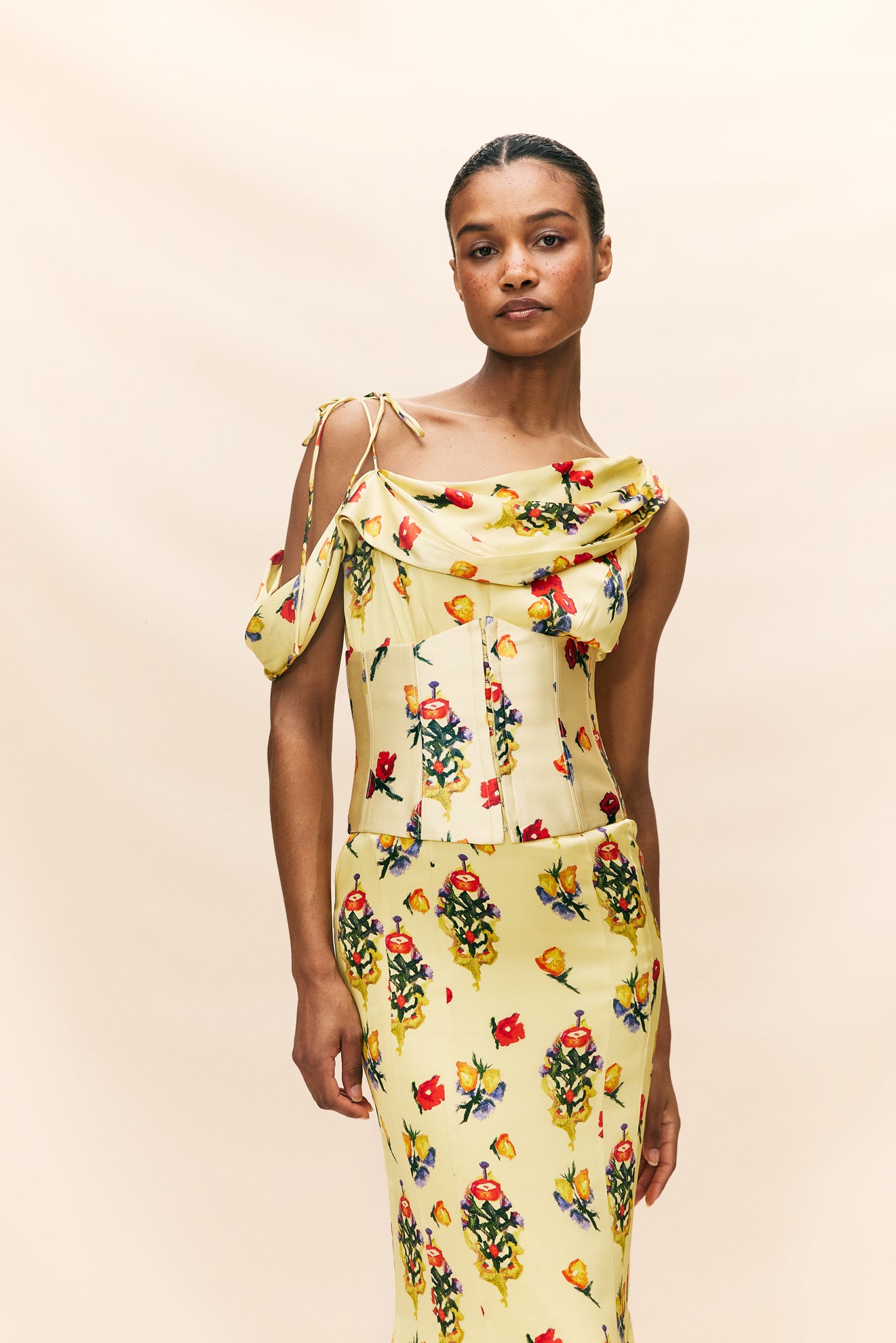 BRULEE MAXI DRESS IN SILK SATIN IN VERSAILLES GARDEN DE LA VALI OFFICIAL BRULEE MAXI DRESS IN SILK SATIN IN VERSAILLES GARDEN DE LA VALI OFFICIAL