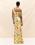 BRULEE MAXI DRESS IN SILK SATIN IN VERSAILLES GARDEN