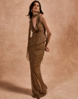 DIOSA SKIRT IN VIVID STRIPE SILK CHIFFON