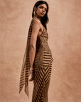 DIOSA SKIRT IN VIVID STRIPE SILK CHIFFON