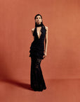 BONITA MAXI DRESS IN BLACK COTTON LACE - De La Vali