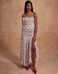 ROSADO MAXI DRESS IN IVORY AND RED POLKADOT CHIFFON