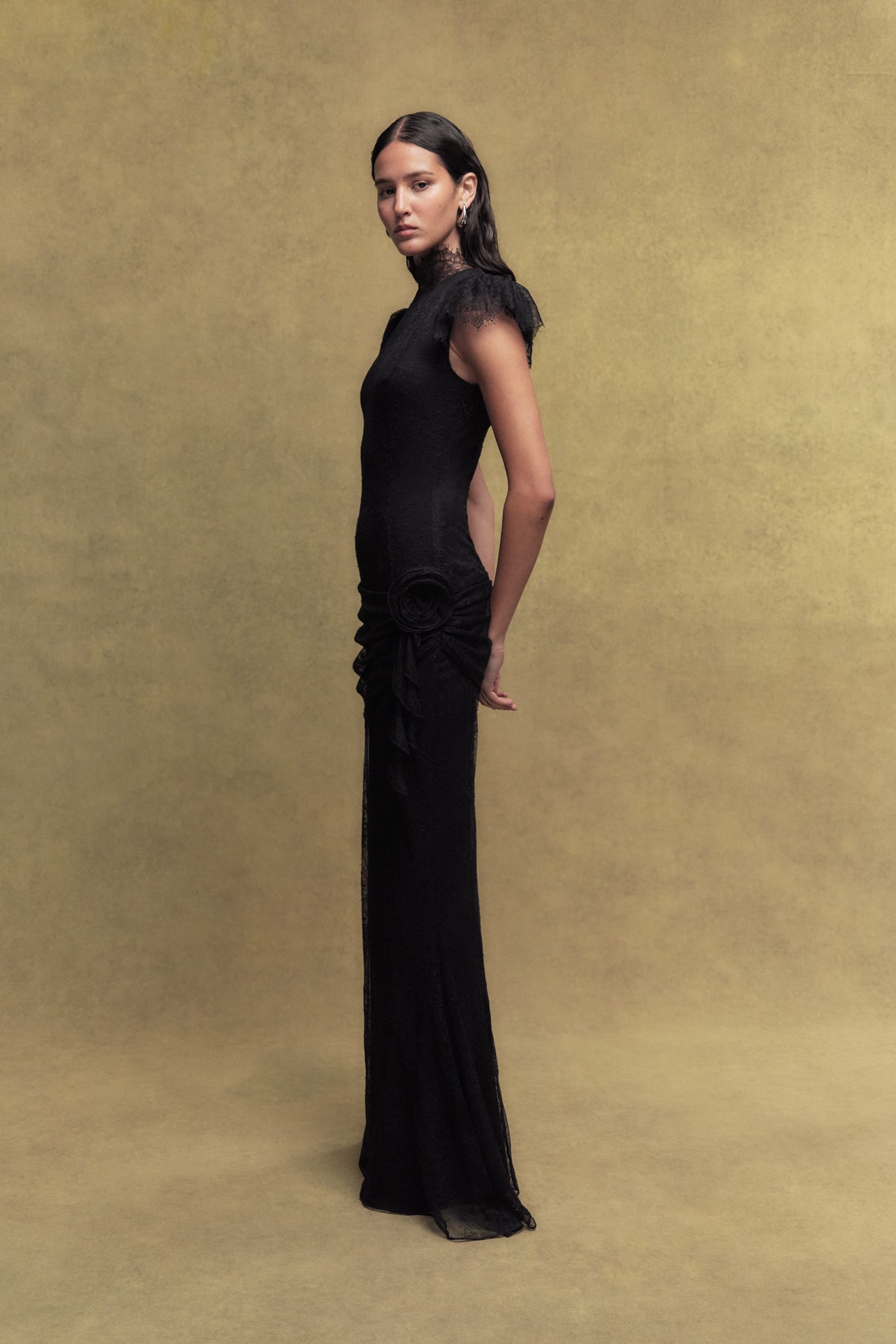 de la vali silentium maxi dress De La Vali Brown Lace Gown by De La Vali