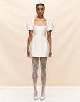 CANNOLI MINI DRESS IN IVORY TWILL