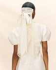 SATIN BOW VEIL IN IVORY LACE (MADE TO ORDER)