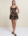 LOLA MINI DRESS IN BLACK & RED FLOR DE AMOR