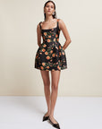 LOLA MINI DRESS IN BLACK & RED FLOR DE AMOR