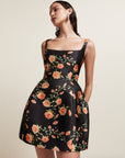 LOLA MINI DRESS IN BLACK & RED FLOR DE AMOR
