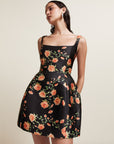 LOLA MINI DRESS IN BLACK & RED FLOR DE AMOR