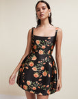 LOLA MINI DRESS IN BLACK & RED FLOR DE AMOR