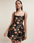 LOLA MINI DRESS IN BLACK & RED FLOR DE AMOR