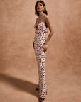 ESPERANZA LONG DRESS IN IVORY RED POLKADOT CREPE DE CHINE
