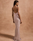 ESPERANZA LONG DRESS IN IVORY RED POLKADOT CREPE DE CHINE
