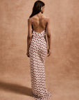 ESPERANZA LONG DRESS IN IVORY RED POLKADOT CREPE DE CHINE
