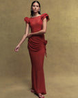 FLORENTINE CHIFFON MAXI DRESS IN SCARLET