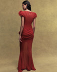 FLORENTINE CHIFFON MAXI DRESS IN SCARLET