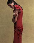 FLORENTINE CHIFFON MAXI DRESS IN SCARLET