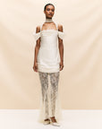 BELLEZA MAXI DRESS IN IVORY SILK SATIN AND LACE