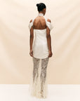 BELLEZA MAXI DRESS IN IVORY SILK SATIN AND LACE