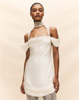 BELLEZA MAXI DRESS IN IVORY SILK SATIN AND LACE