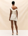 BRULEE MINI DRESS IN IVORY SILK SATIN