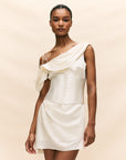 BRULEE MINI DRESS IN IVORY SILK SATIN
