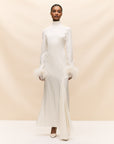 COSMOPOLITAN MAXI DRESS IN IVORY SILK SATIN (MADE TO ORDER)