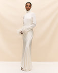 COSMOPOLITAN MAXI DRESS IN IVORY SILK SATIN (MADE TO ORDER)
