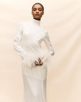 COSMOPOLITAN MAXI DRESS IN IVORY SILK SATIN (MADE TO ORDER)