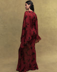 MARA CHIFFON LONG DRESS IN SCARLET MAGNOLIA PRINT - De La Vali