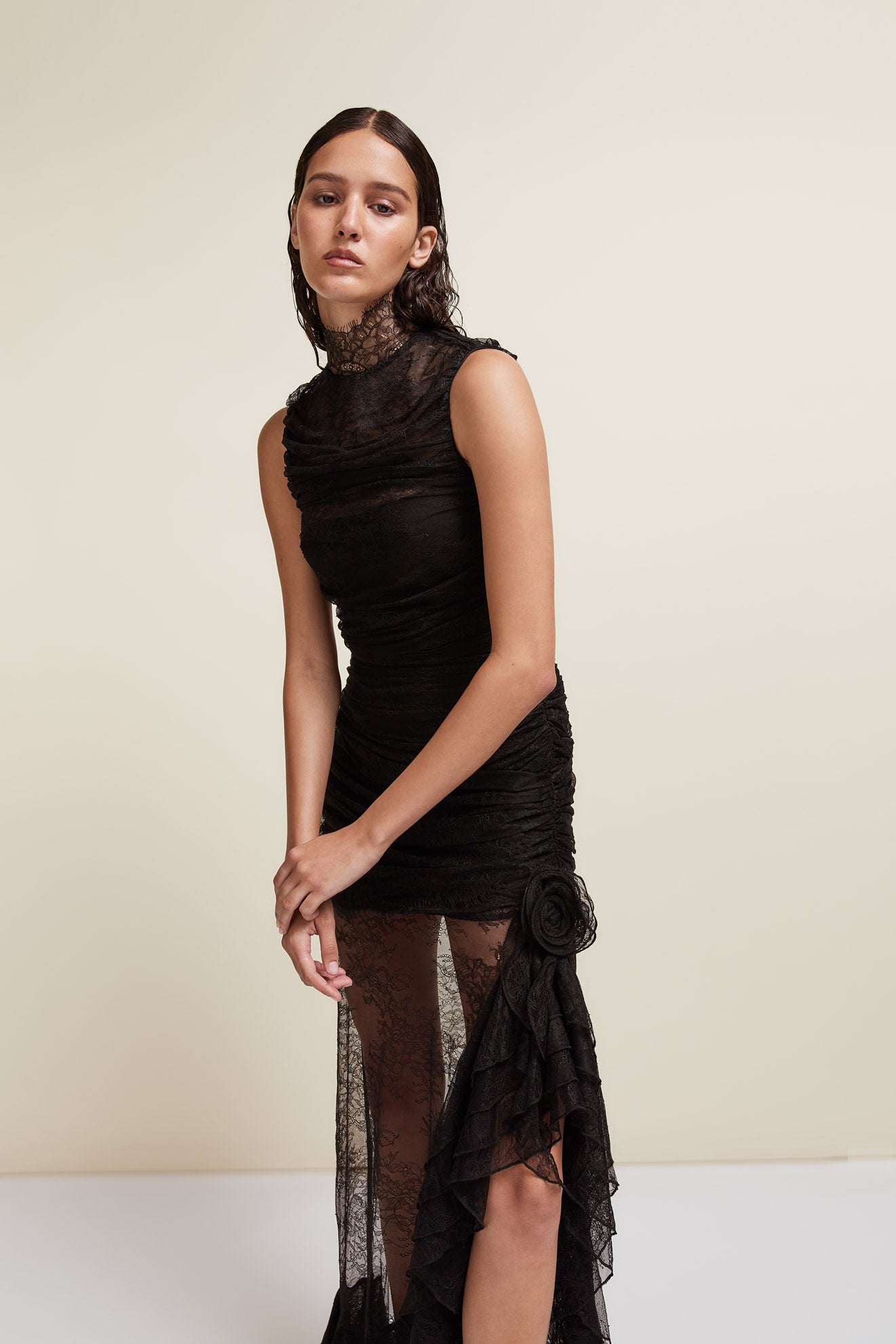 AUSTERE MAXI DRESS IN BLACK LACE DE LA VALI OFFICIAL AUSTERE MAXI DRESS IN BLACK LACE DE LA VALI OFFICIAL