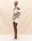MADELEINE MINI DRESS IN IVORY SILK SATIN