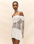 MADELEINE MINI DRESS IN IVORY SILK SATIN