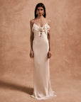 ESPERANZA LONG DRESS IN IVORY SILK SATIN