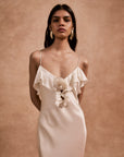 ESPERANZA LONG DRESS IN IVORY SILK SATIN