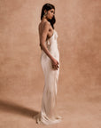 ESPERANZA LONG DRESS IN IVORY SILK SATIN