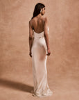 ESPERANZA LONG DRESS IN IVORY SILK SATIN
